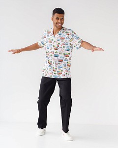 Медичний хірургічний чоловічий костюм з принтом Граніт Літній вайб чорний